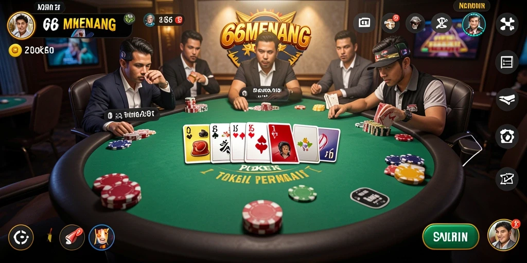 Tampilan menakjubkan dari gameplay Poker di 66MENANG.