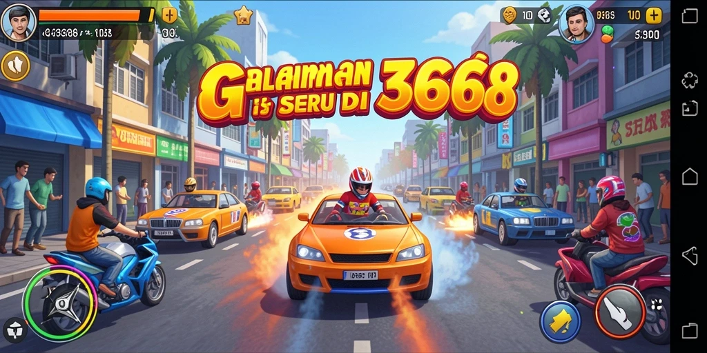 Tampilan gameplay GG368 dengan aksi balapan yang mendebarkan.