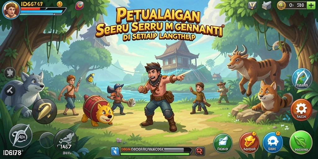 Screenshot utama ID678 menunjukkan aksi seru dalam permainan petualangan.