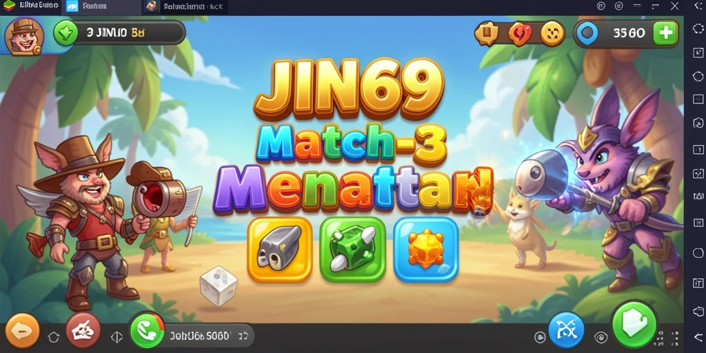 Tampilan gameplay seru dari JIN69 dengan kombinasi warna-warni.