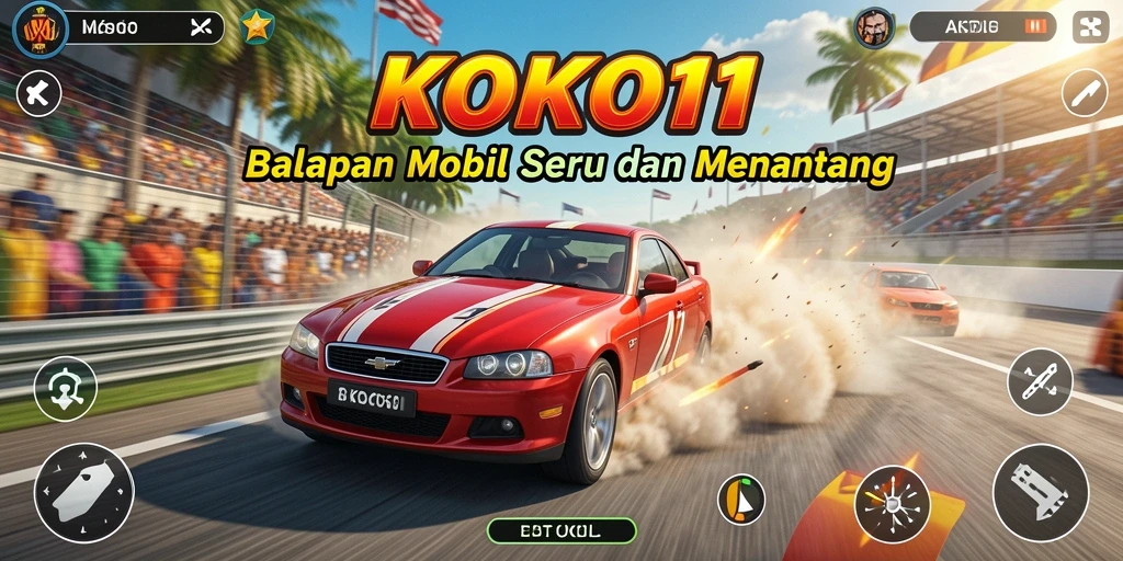 Screenshot gameplay KOKO11 yang menunjukkan balapan seru.