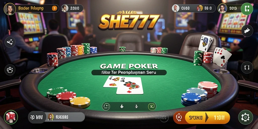 Gameplay Poker yang mendebarkan di SHE777.