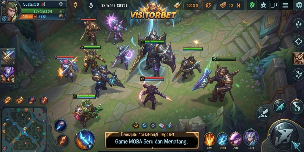 Tangkapan layar permainan <strong>VISITORBET</strong> menunjukkan aksi seru dalam pertarungan tim.